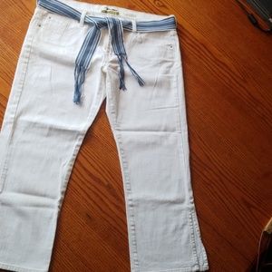 New white cropped stretch jeans
